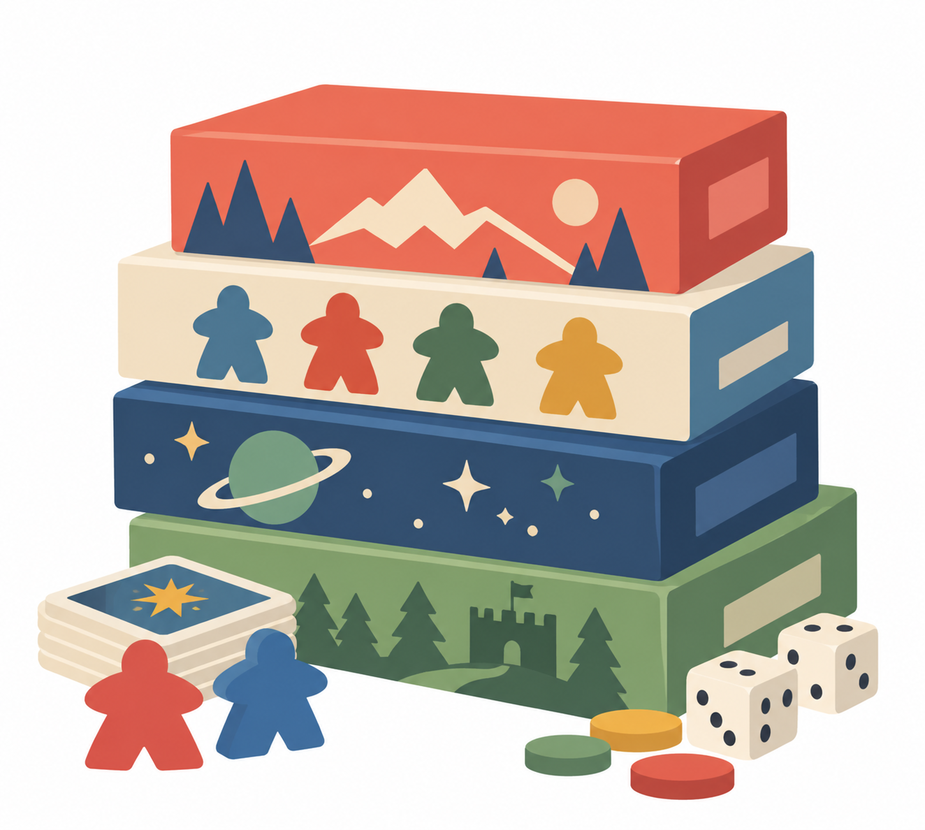 digital graphic image of board game boxes